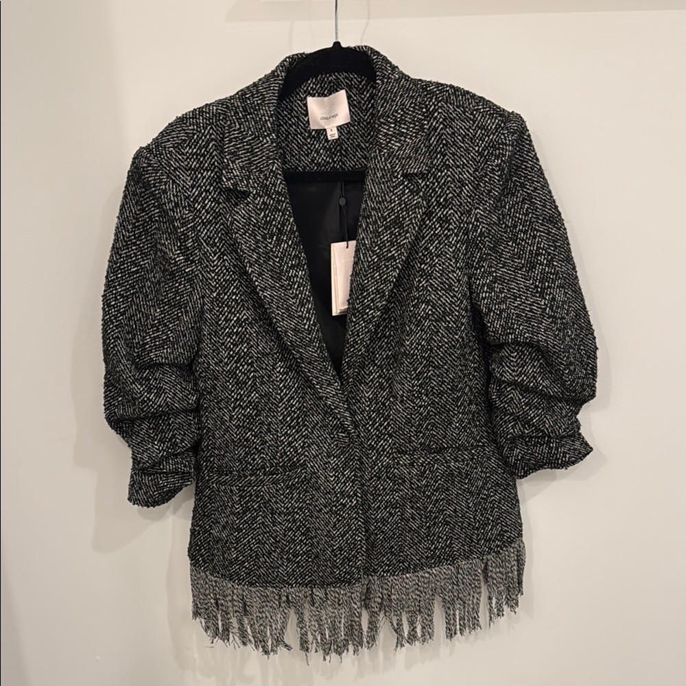 Cinq a Sept Black and Gray Blazer with Classic Lapel